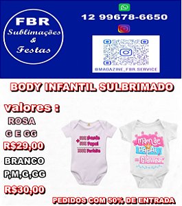 BODY INFANTIL TAMANHOS