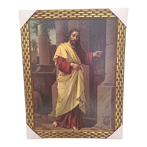 Quadro Decorativo Jesus Batendo A Porta Moderno 35x45cm