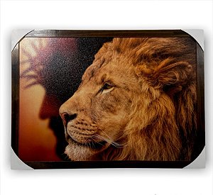 Quadro Decorativo Leão Judá Rosto Cristo 50x70cm Moldurado