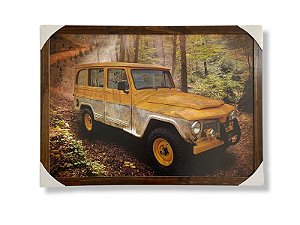 Quadro Decorativo Carro Rural Willys Amarelo Retro 50x70 Cm