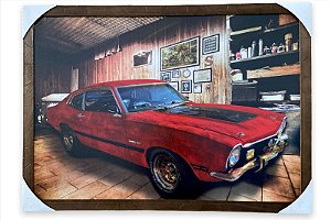 Quadro Decorativo Retrô Carro Maverick Vermelho 50x70cm Mold
