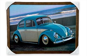 Quadro Decorativo Retrô Carro Fusca Azul Celeste 50x70cm