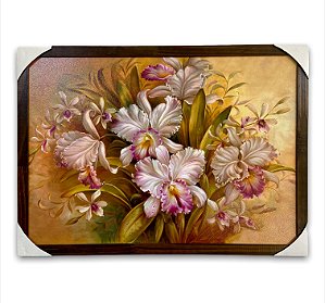 Quadro Decorativo Flor Orquídea Moldurado 50x70