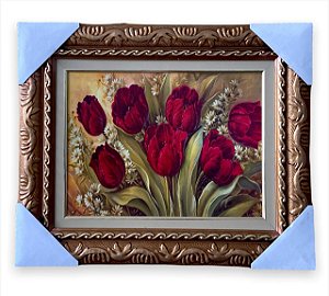 Quadro Decorativo Tema Flor Rosas Vermelhas Moldurado 30x40