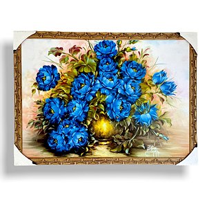 Quadro Decorativo Imagem Flores Azul Paisagem 50x70cm