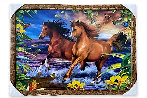 Quadro Decorativo Dois Cavalos Lindo 50x70cm Paisagem