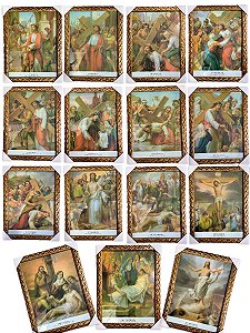 Via Sacra Conjunto De Quadros 15 Estações 33x43cm