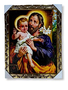 Quadro Sao Jose Com Menino Jesus Decorativo 30x40cm