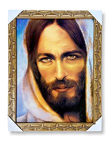 Quadro Jesus Com Manto Sagrado Decorativo 30x40cm Moldura