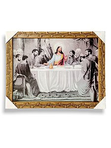 Quadro Santa Ceia Apostolos Com Jesus Decorativo 30x40cm