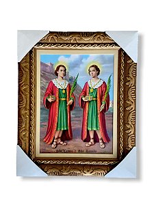 Quadro São Cosme E Damiao Moldura Otimo Acabamento 57x47