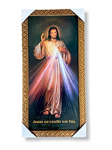 Quadro Jesus Misericordioso Decorativo Com Moldura 60x30cm