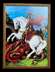 Quadro São Jorge Decorativo Grande 70x50cm