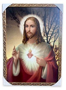 Quadro Sagrado Coração de Jesus Decorativo Grande 70x50cm