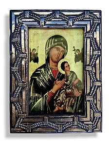 Quadro Nossa S Do Perpetuo Socorro Bizantino com Vidro 20x15