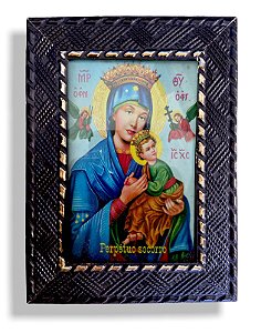 Quadro Nossa S Do Perpetuo Socorro Bizantino com Vidro 20x15