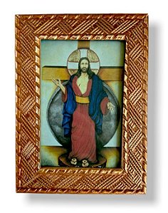 Quadro Santa Chagas de Jesus Decorativo com Vidro 20x15