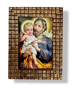 Quadro São José Decorativo com Vidro 20x15