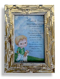 Quadro de Menino Oração da Criança Decorativo c/ Vidro 20x15