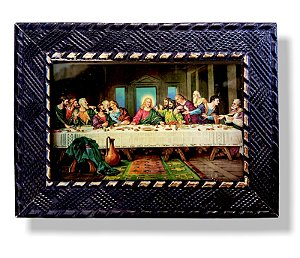 Quadro Santa Ceia Decorativo com Vidro 20x15