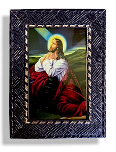 Quadro Jesus Cristo Orando Decorativo c/ Vidro Pequeno 20x15