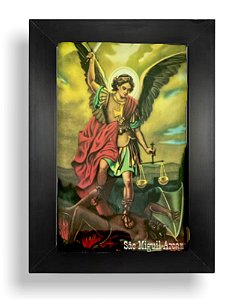 Quadro Arcanjo São Miguel Com Vidro Decorativo Pequeno 20x15
