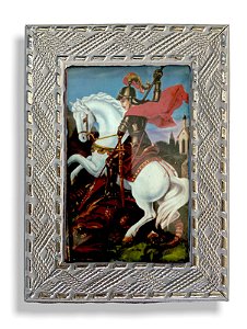 Quadro São Jorge Pequeno Com Vidro Decorativo 20x15