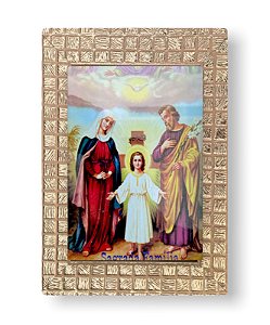 Quadro Sagrada Familia Com Vidro Pequeno Decorativo 20x15