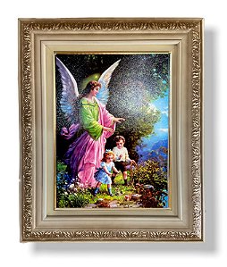 Quadro Infantil  Anjo Da Guarda Decorativo Parede 43x38cm
