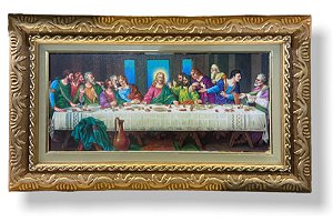 Quadro Santa Ceia Decorativo Parede Horizontal 43x73cm