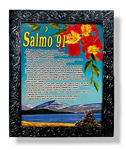 Quadro Decorativo  Salmo 91 Parede Resinado 25x30