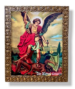 Quadro São Miguel Arcanjo Decorativo Parede Resinado 25x30