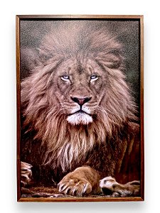 Quadro Decorativo Leão Judá 60X90cm Moderno Moldura Caixa