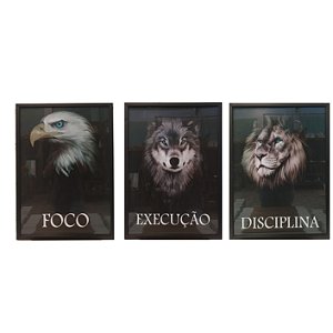 Quadro Decorativo Foco Disciplina Execução 50X70 Caixa Alta Com Vidro