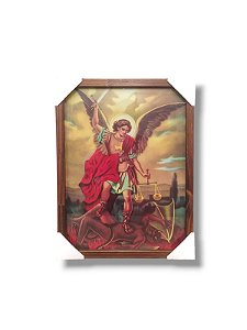 Quadro Decorativo São Miguel  35x45 Caixa Alta c/Vidro Preto