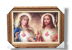 Quadro Decorativo sagrado coração de Jesus e Maria Divino 50x70 Luxo