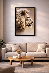 Quadro Decorativo Leão Dourado Perfil – Arte Elegante e Sofisticada para Decoração