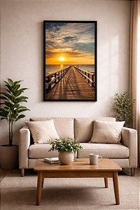Quadro Decorativo Pôr do Sol no Mar com Pier – Paisagem Natural Relaxante