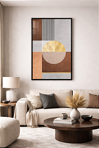 Quadro Abstrato Geométrico Terracota e Dourado – Arte Moderna Decorativa