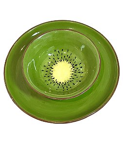 Conjunto Prato de Sobremesa Frutas + Bowl Kiwi