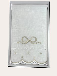 Toalha de Lavabo Linho Laço Bege