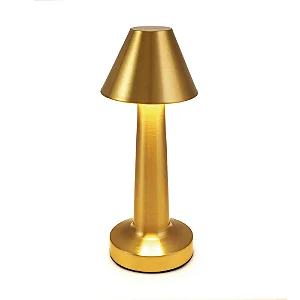 Luminaria de Mesa Touch Usb Metal Dourado Cone - 23cm x 9cm x 9cm - Usb 5V 1A, Bateria 3600 mAh