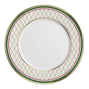 Conjunto com 6 Pratos Rasos Soldadinhos Filete Ouro Natal - 29cm