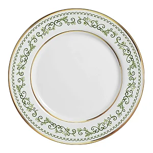 Conjunto com 6 Pratos de Sobremesa Classic Christmas Filete Ouro Natal - 21cm