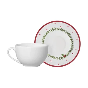 Conjunto com 6 Xícaras de Chá com Pires Ludic Natal - 250ml