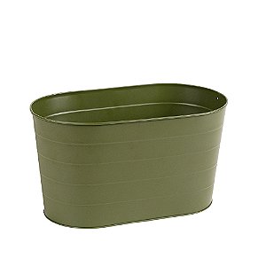 Cachepot Duplo Camadas Musgo Metal - 34cm x 18cm