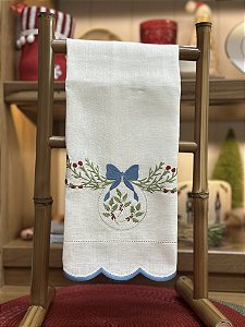 Toalha de Lavabo Linho Natal Sonho Azul