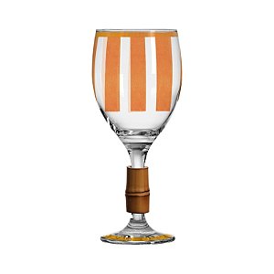 Taça de Vinho Orquidee Laranja Vidro com bambu - 425ml