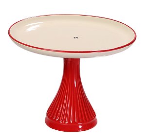 Prato Redondo Liso com Pé Alto Maça Coleção Tutti Frutti - 27cm x 21cm