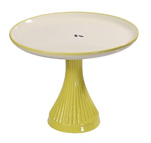 Prato Redondo Liso com Pé Alto Pera Coleção Tutti Frutti - 27cm x 21cm